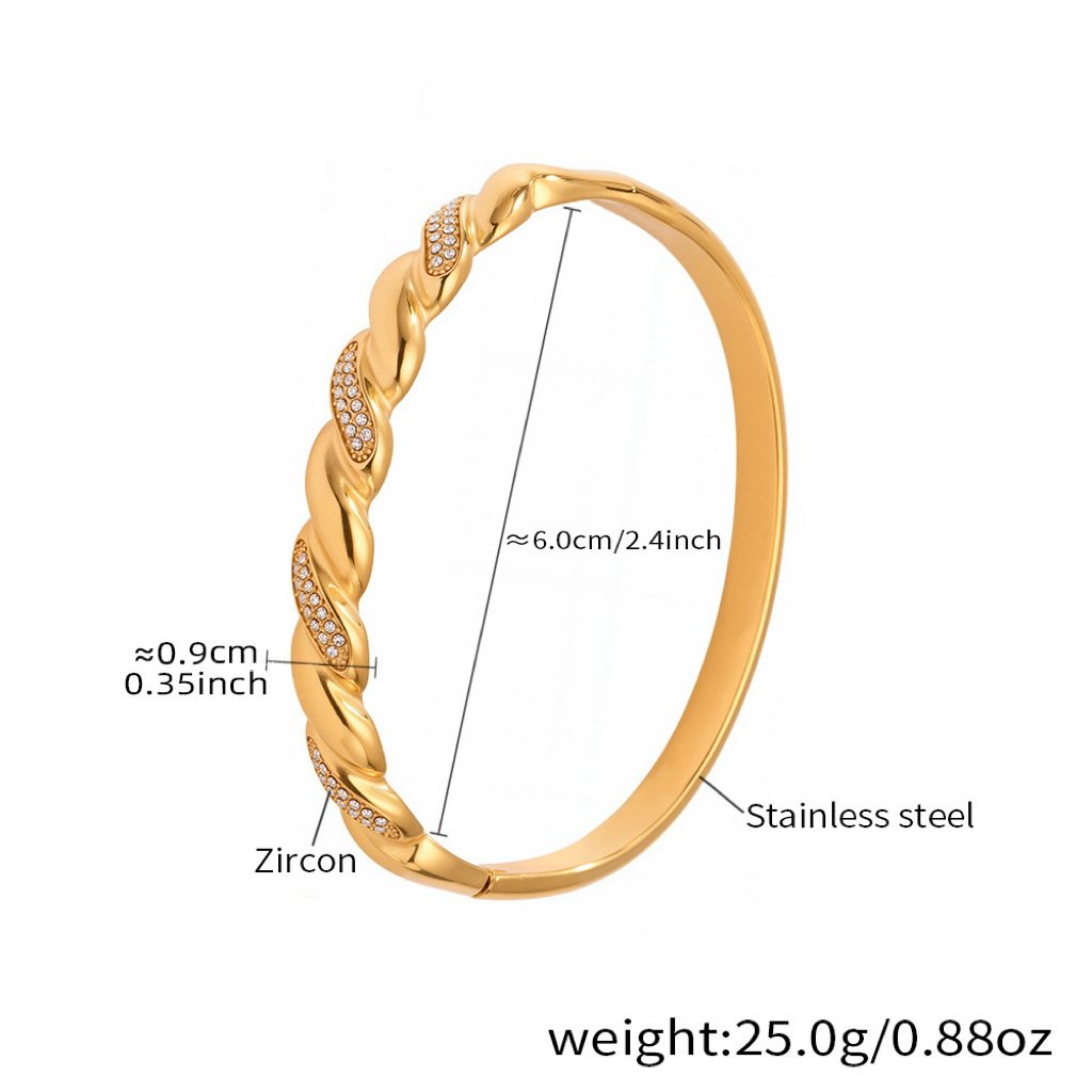 Six Styles of Luxury Stainless Steel Bracelets with Double Row Zircon and Horseshoe Clasp