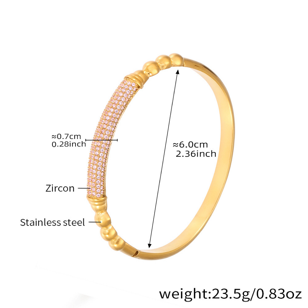Six Styles of Luxury Stainless Steel Bracelets with Double Row Zircon and Horseshoe Clasp