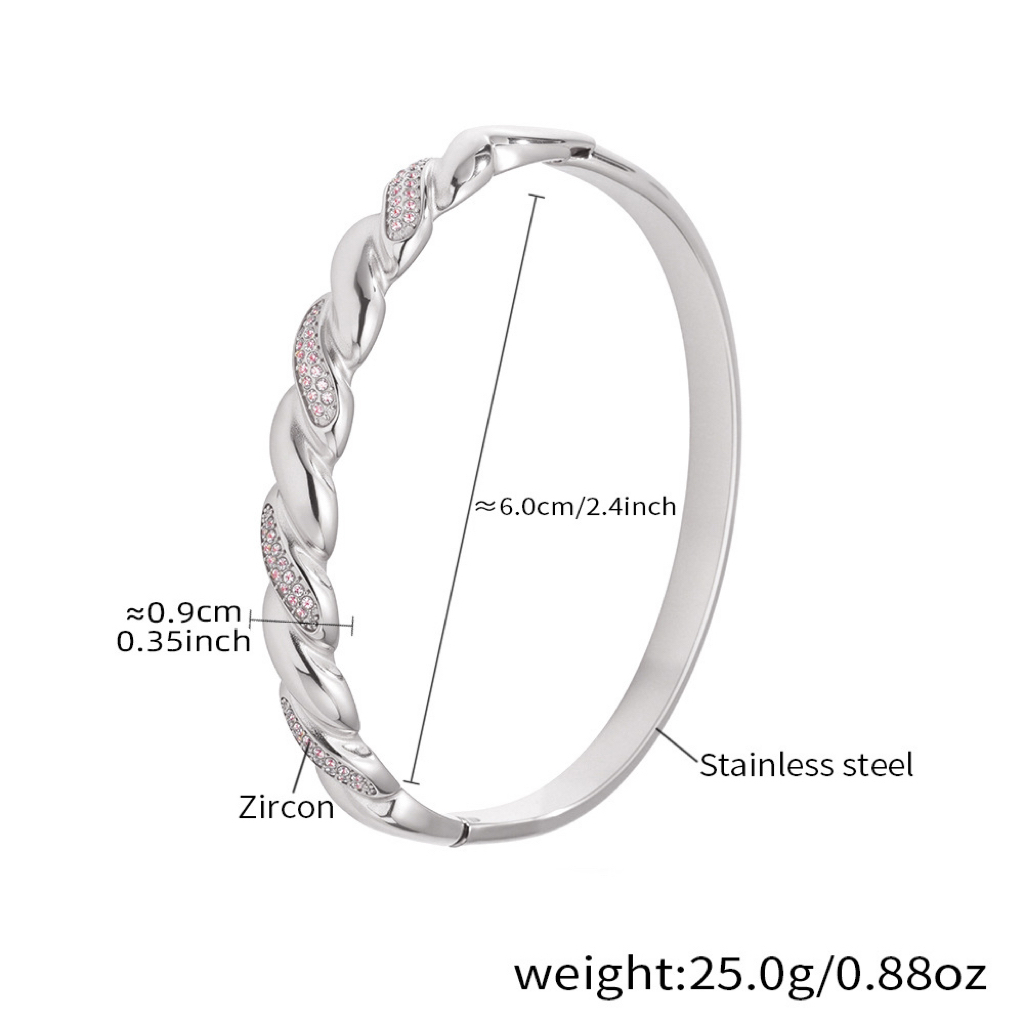 Six Styles of Luxury Stainless Steel Bracelets with Double Row Zircon and Horseshoe Clasp