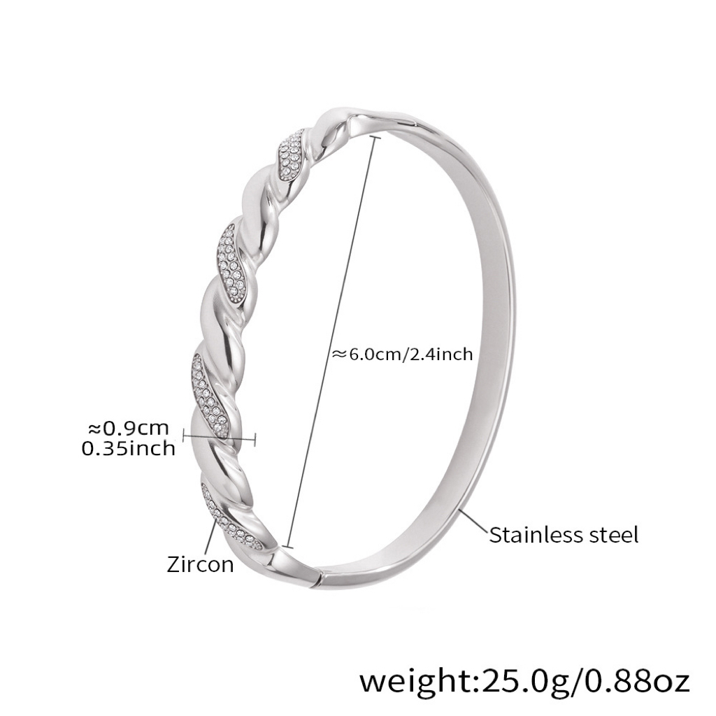 Six Styles of Luxury Stainless Steel Bracelets with Double Row Zircon and Horseshoe Clasp