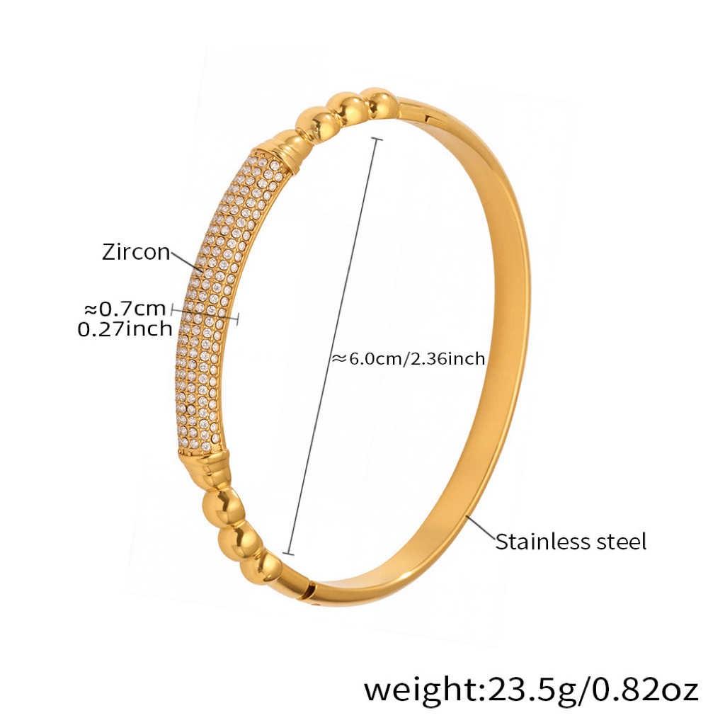 Six Styles of Luxury Stainless Steel Bracelets with Double Row Zircon and Horseshoe Clasp