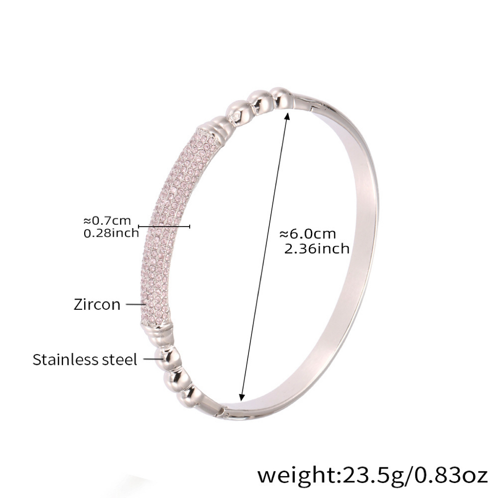 Six Styles of Luxury Stainless Steel Bracelets with Double Row Zircon and Horseshoe Clasp