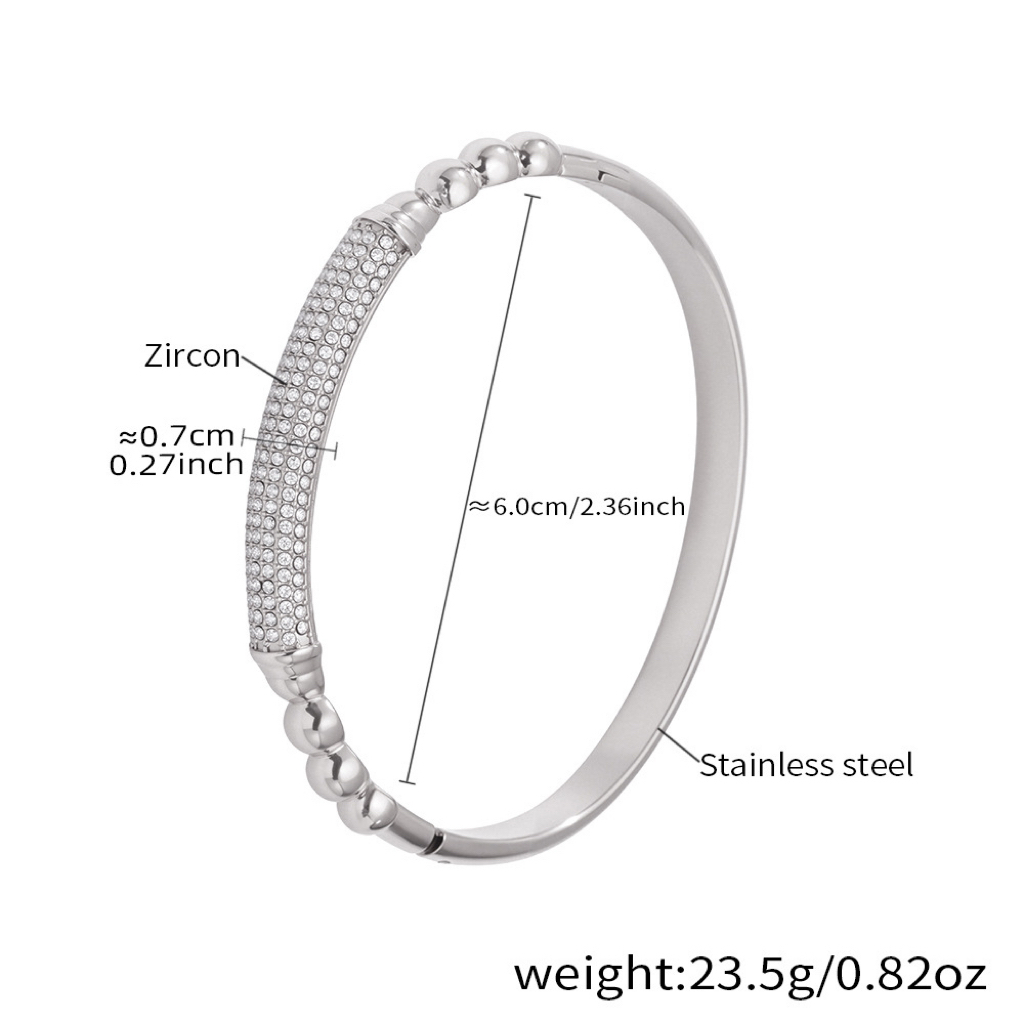 Six Styles of Luxury Stainless Steel Bracelets with Double Row Zircon and Horseshoe Clasp