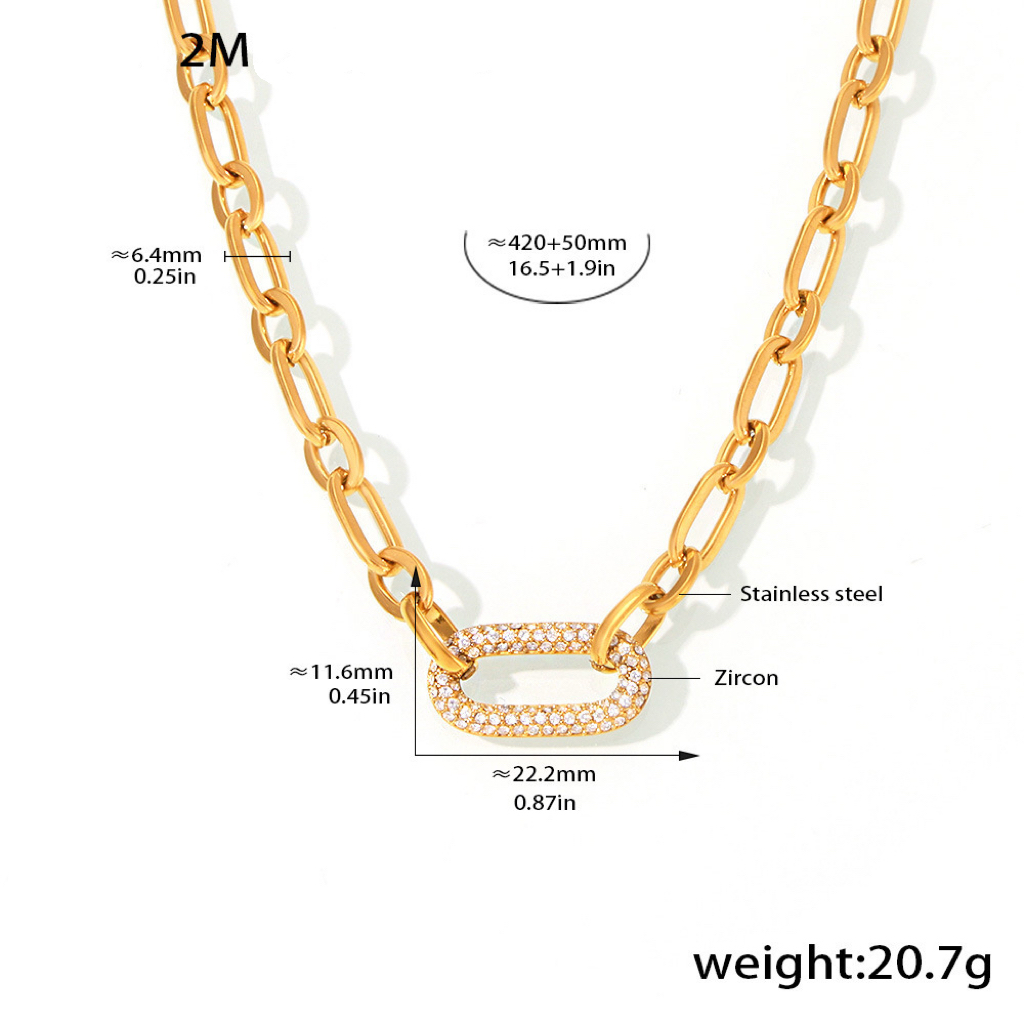 Minimalist Stainless Steel Necklace and Bracelet Set with Micro Zirconia