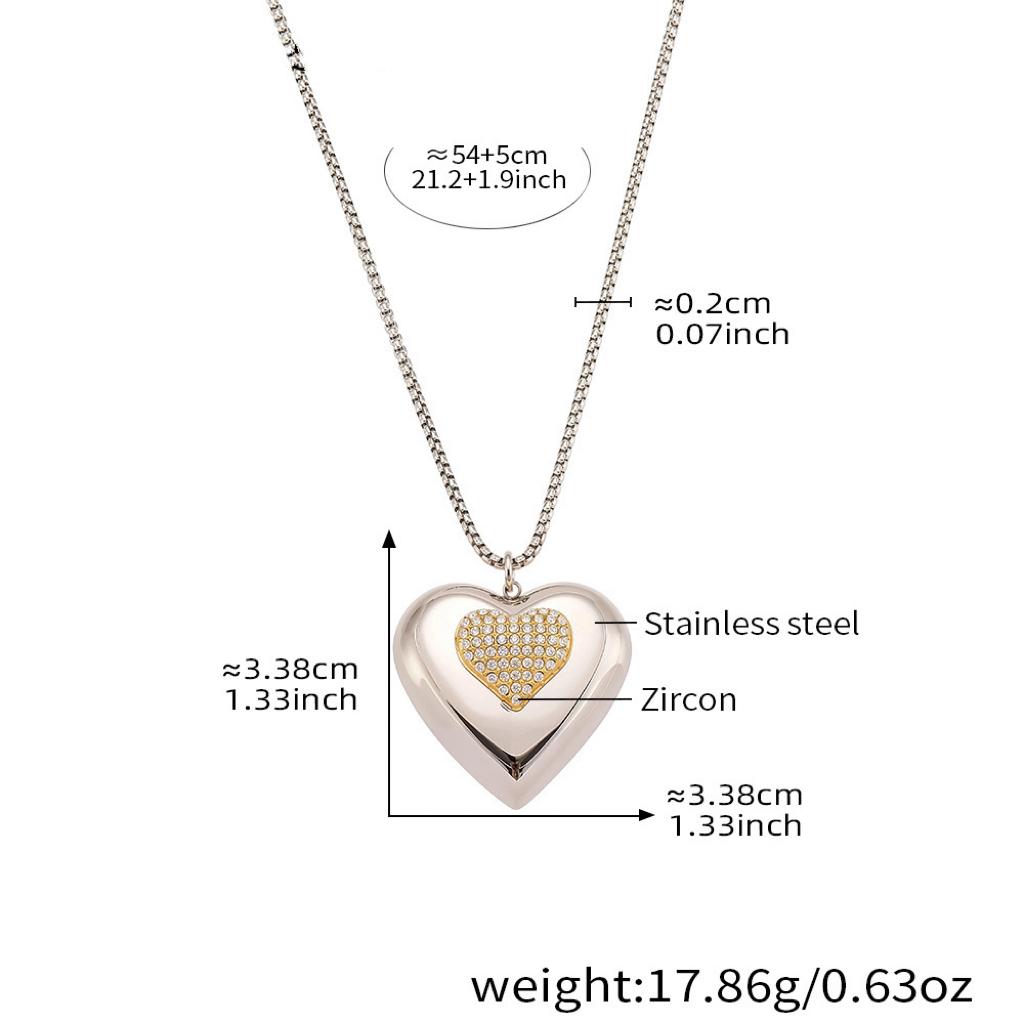 Fashion Heart Shape Necklace with Sparkling Stones