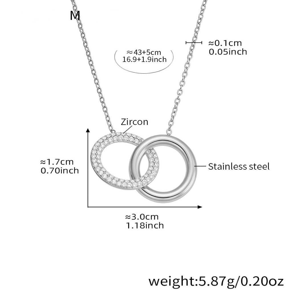 Double Ring Zircon Pendant Bracelet and Necklace Set