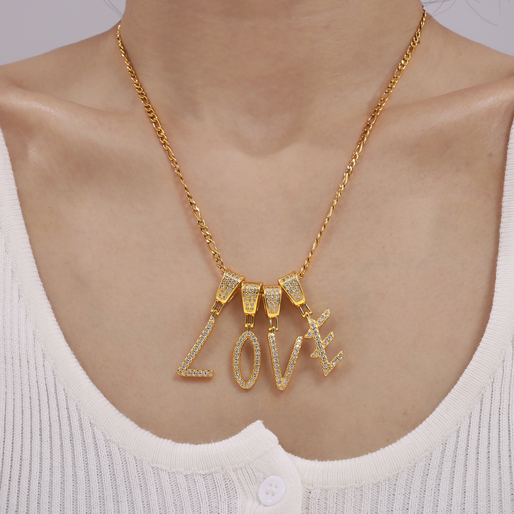 Zircon Letter Pendant Necklace 26 Alphabet Charms