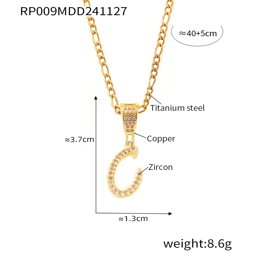 Zircon Letter Pendant Necklace 26 Alphabet Charms