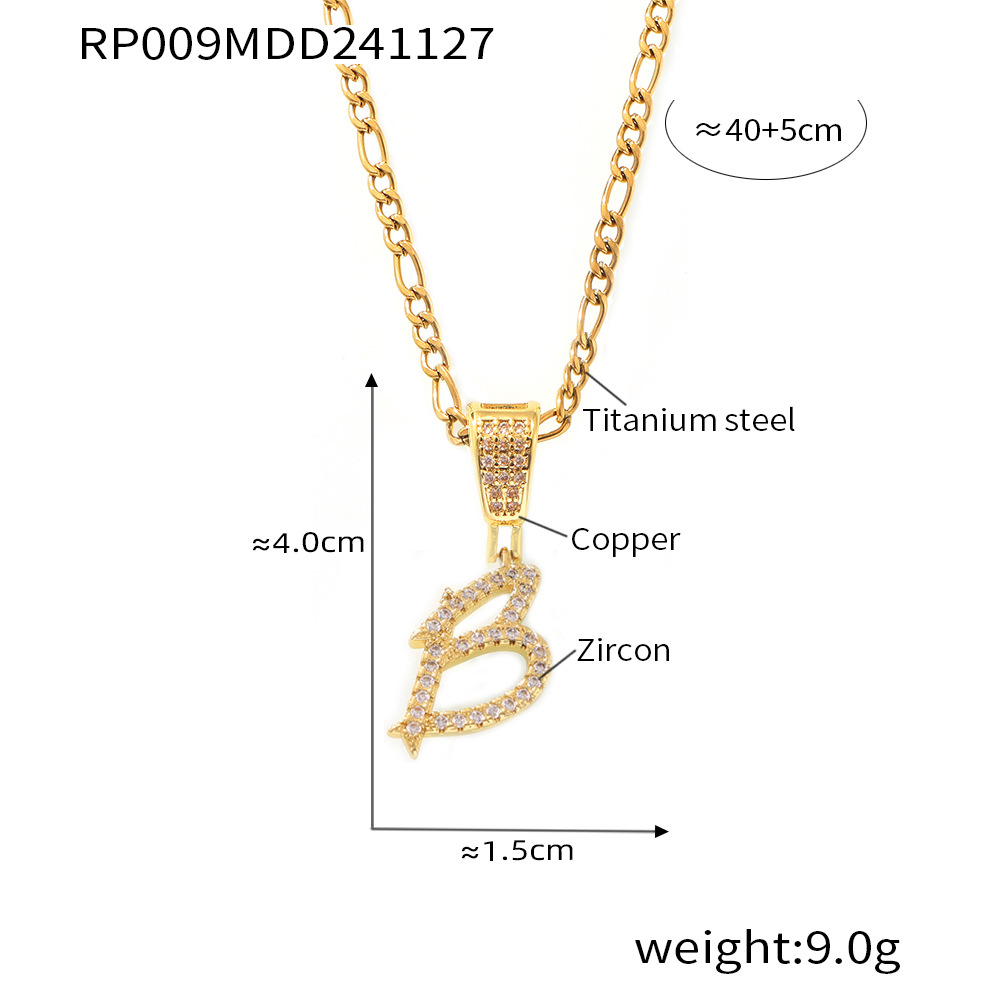 Zircon Letter Pendant Necklace 26 Alphabet Charms