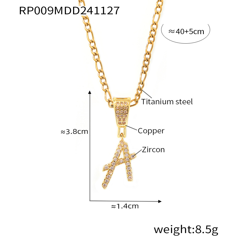 Zircon Letter Pendant Necklace 26 Alphabet Charms