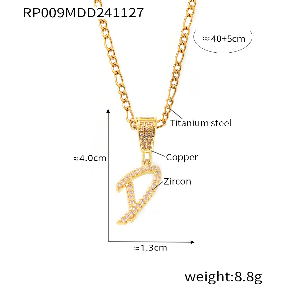 Zircon Letter Pendant Necklace 26 Alphabet Charms