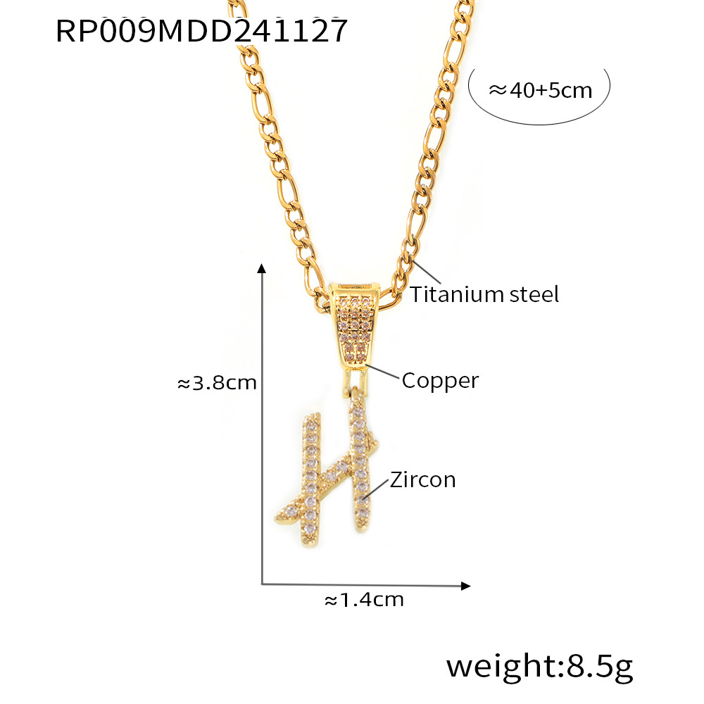 Zircon Letter Pendant Necklace 26 Alphabet Charms