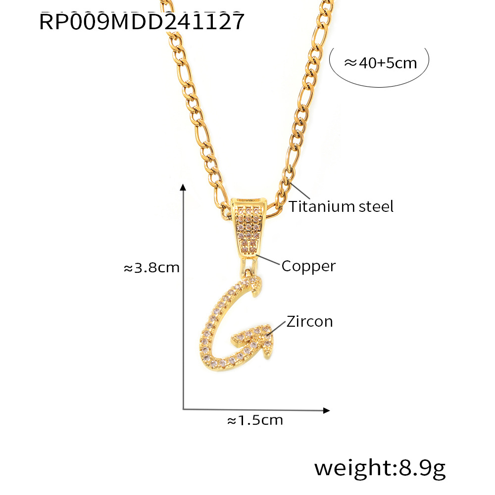 Zircon Letter Pendant Necklace 26 Alphabet Charms