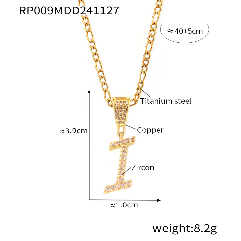Zircon Letter Pendant Necklace 26 Alphabet Charms
