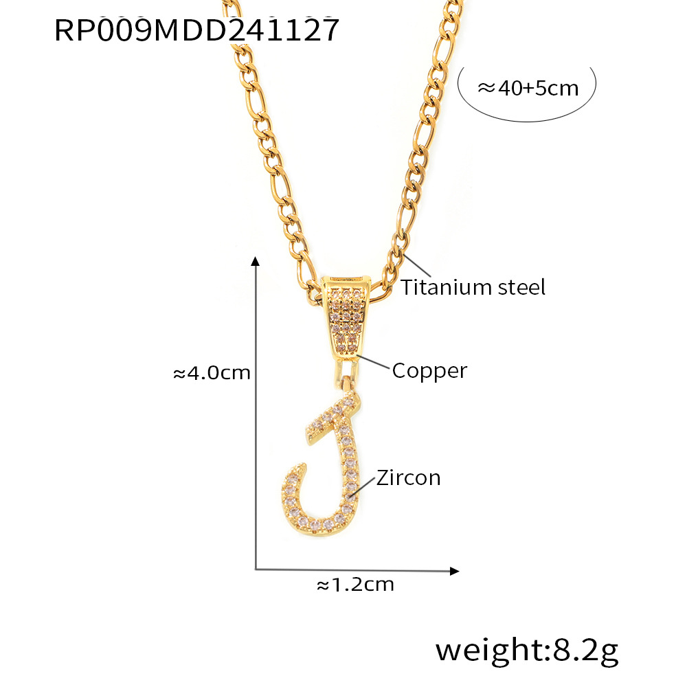 Zircon Letter Pendant Necklace 26 Alphabet Charms