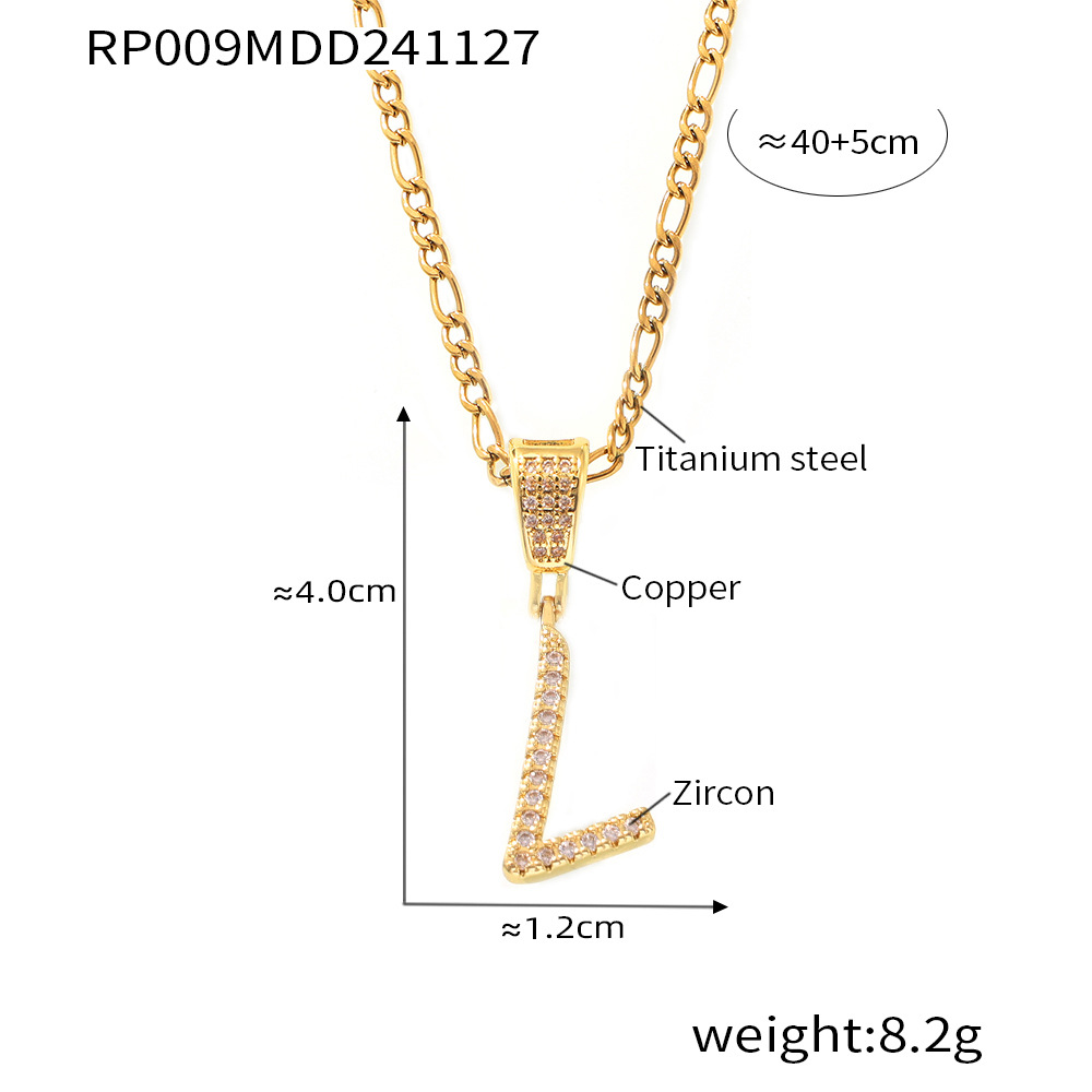 Zircon Letter Pendant Necklace 26 Alphabet Charms