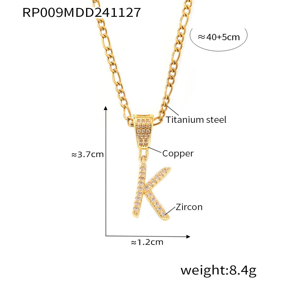 Zircon Letter Pendant Necklace 26 Alphabet Charms