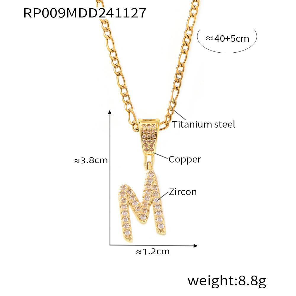 Zircon Letter Pendant Necklace 26 Alphabet Charms