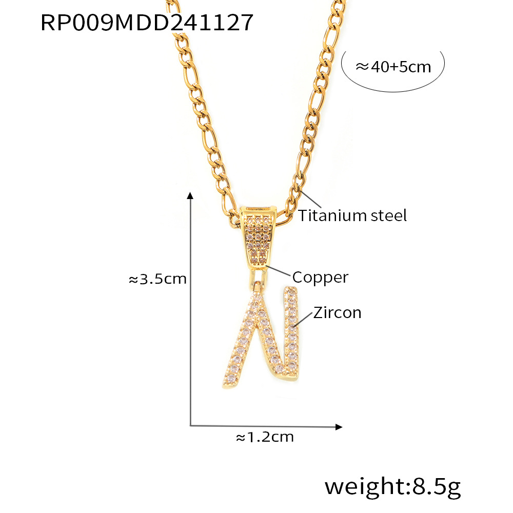 Zircon Letter Pendant Necklace 26 Alphabet Charms