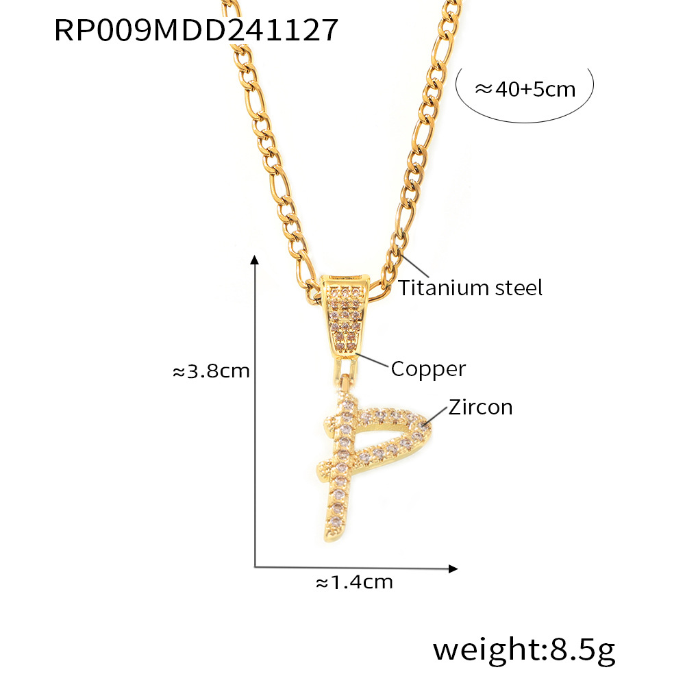 Zircon Letter Pendant Necklace 26 Alphabet Charms