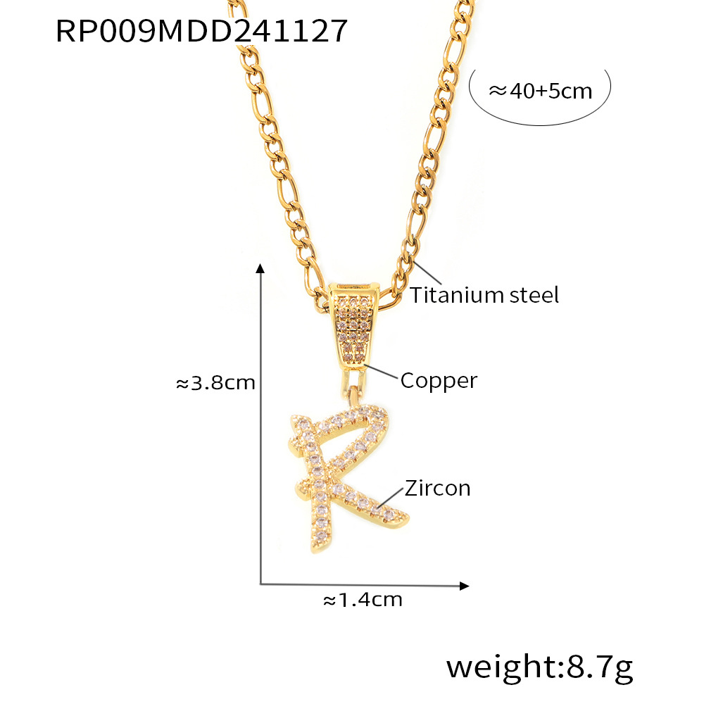 Zircon Letter Pendant Necklace 26 Alphabet Charms