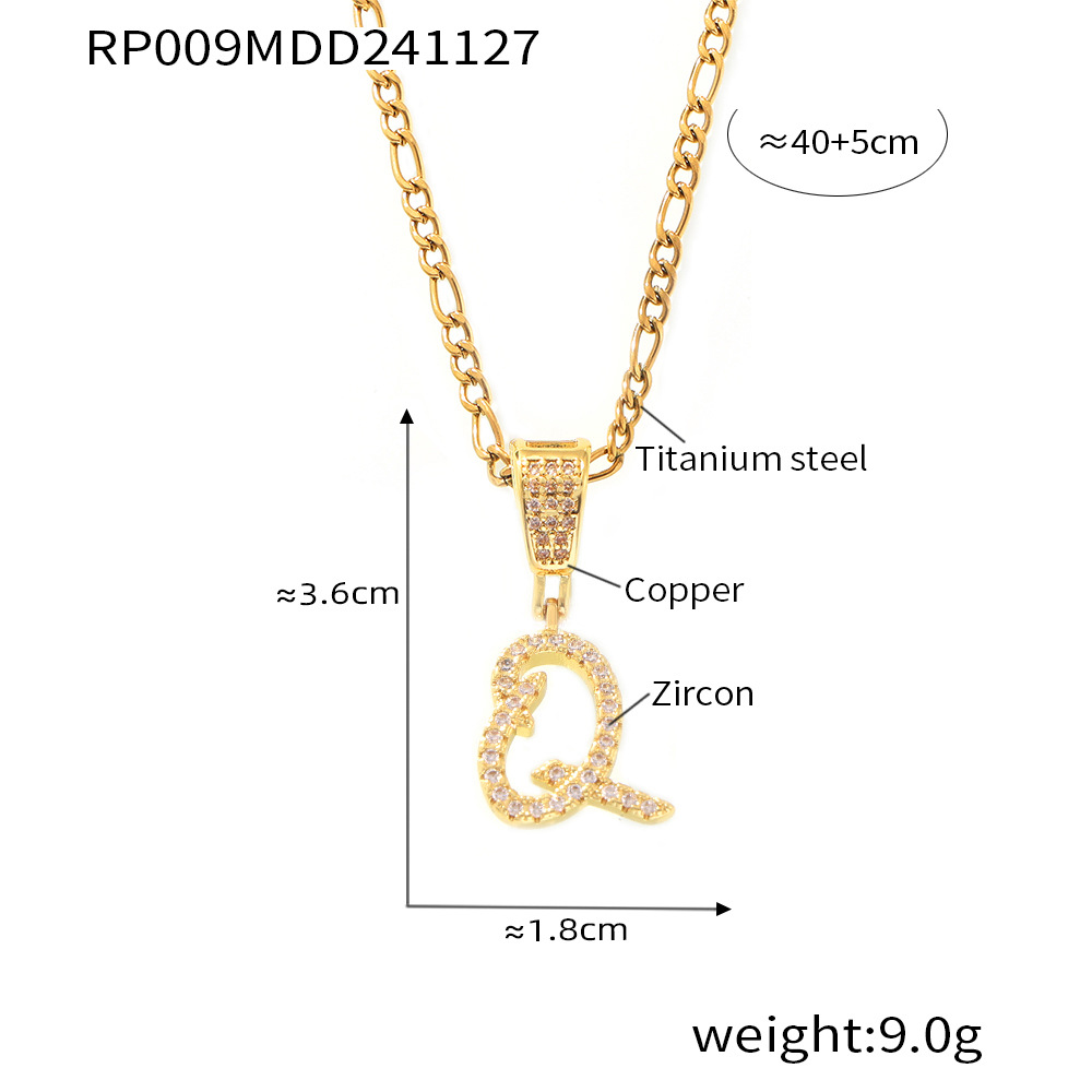 Zircon Letter Pendant Necklace 26 Alphabet Charms