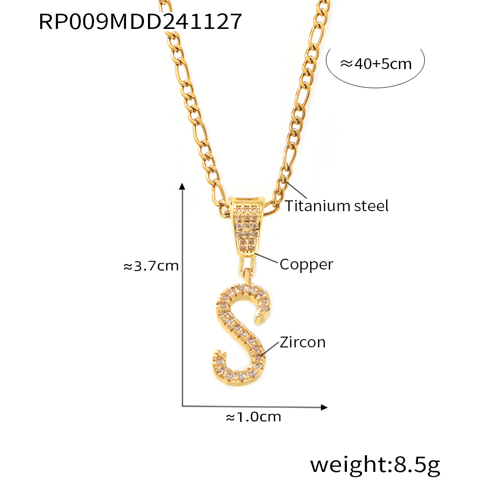 Zircon Letter Pendant Necklace 26 Alphabet Charms