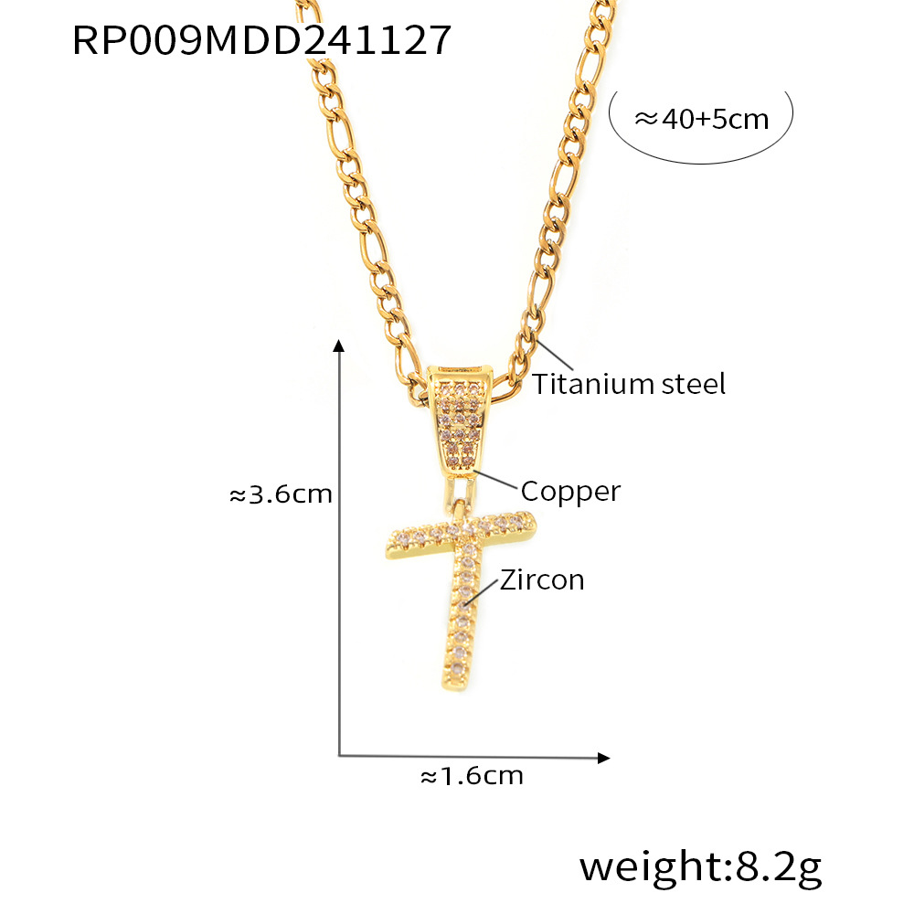 Zircon Letter Pendant Necklace 26 Alphabet Charms