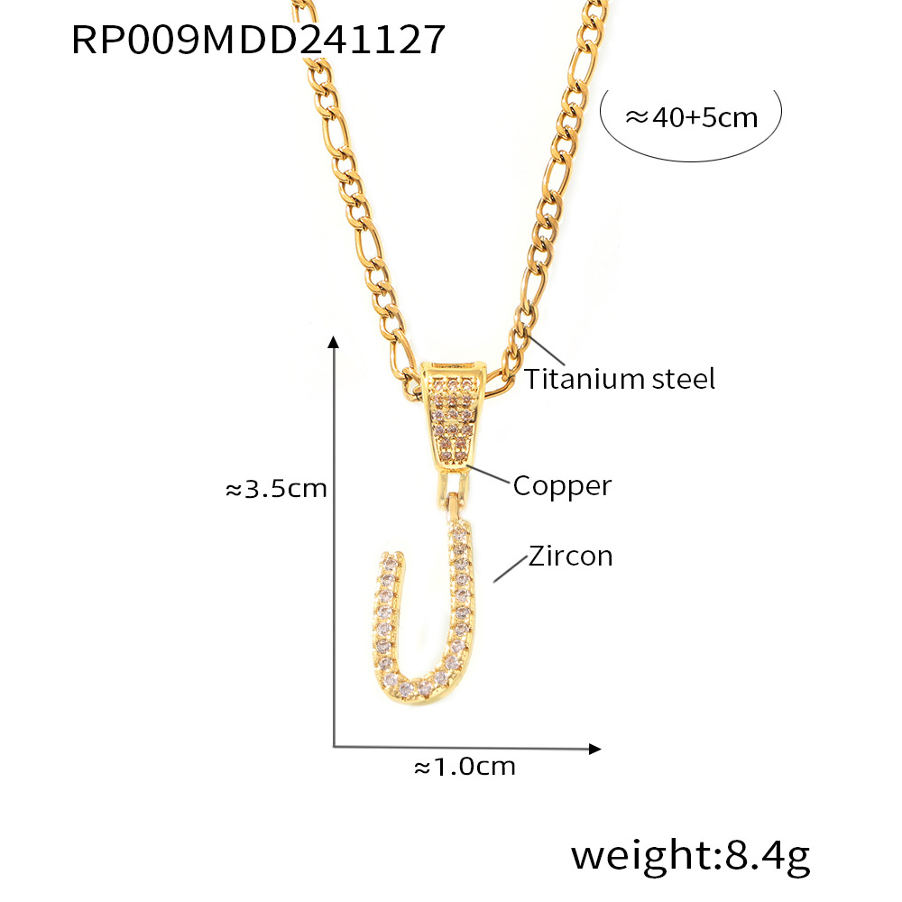 Zircon Letter Pendant Necklace 26 Alphabet Charms