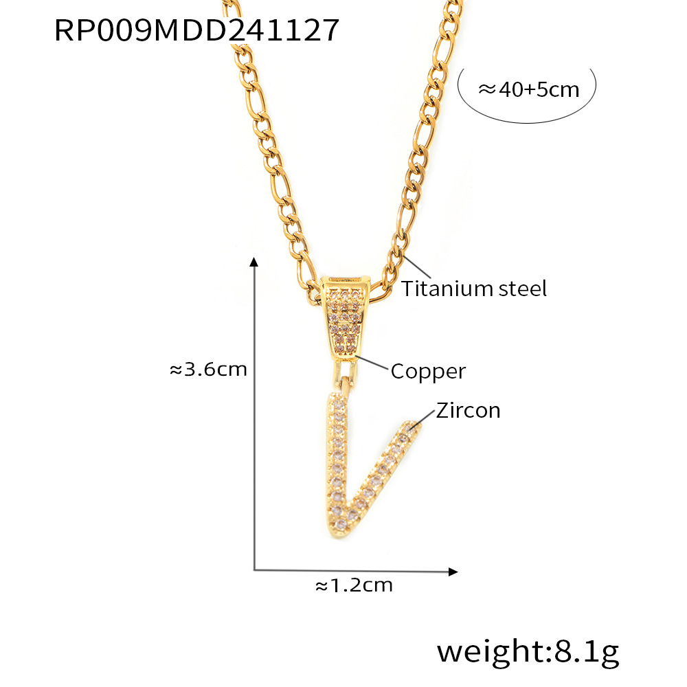 Zircon Letter Pendant Necklace 26 Alphabet Charms