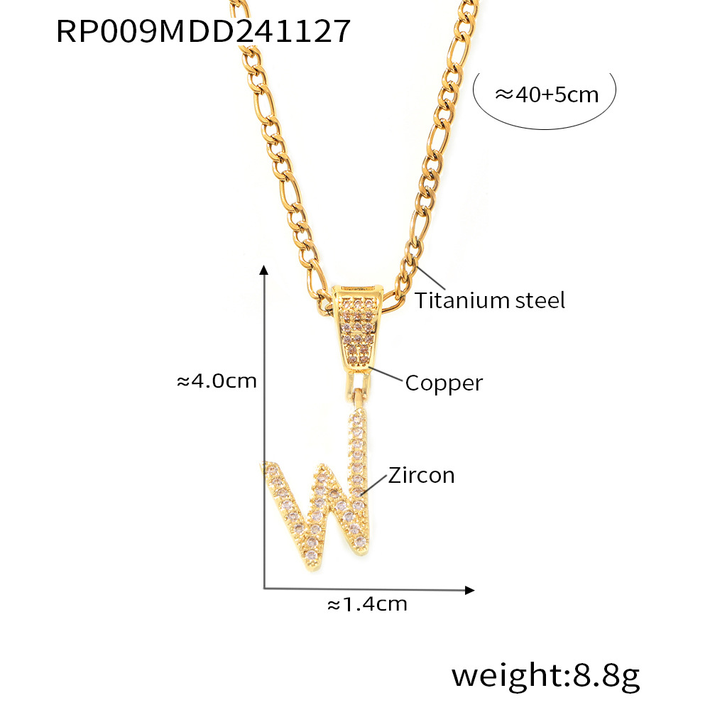Zircon Letter Pendant Necklace 26 Alphabet Charms