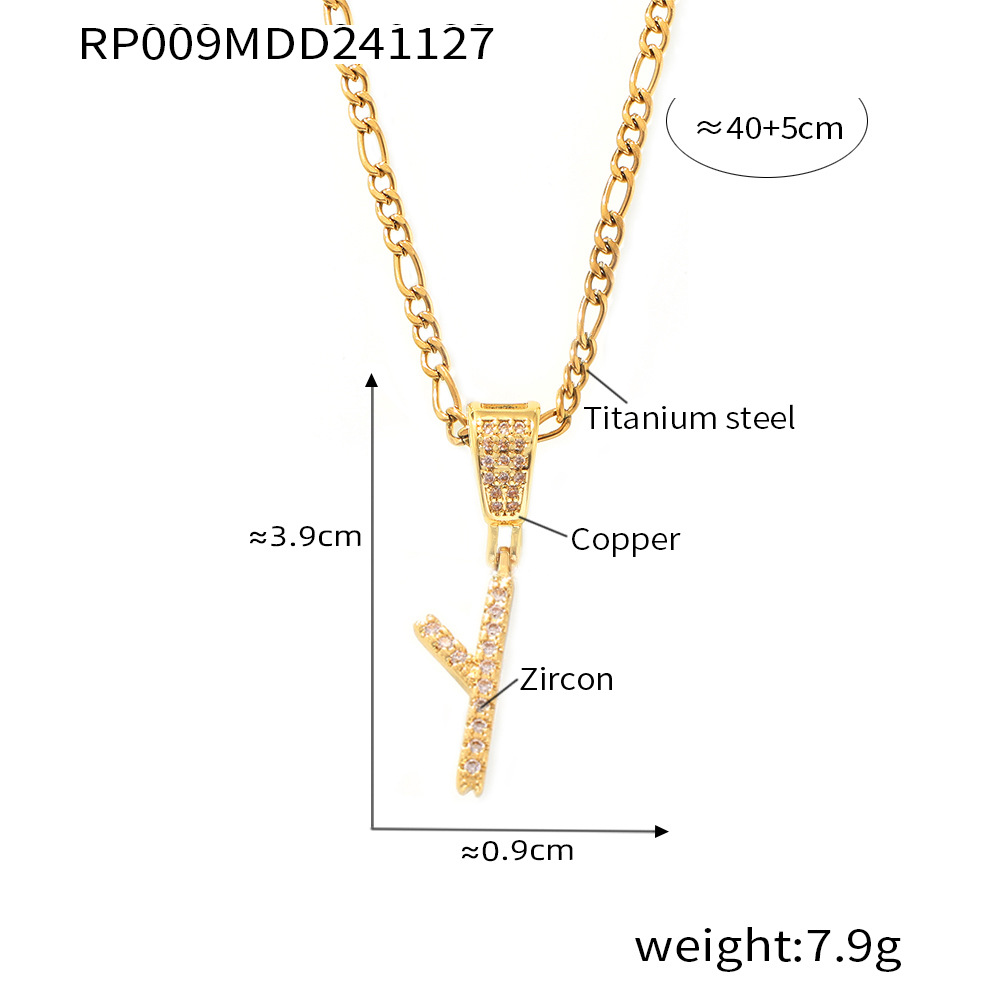 Zircon Letter Pendant Necklace 26 Alphabet Charms
