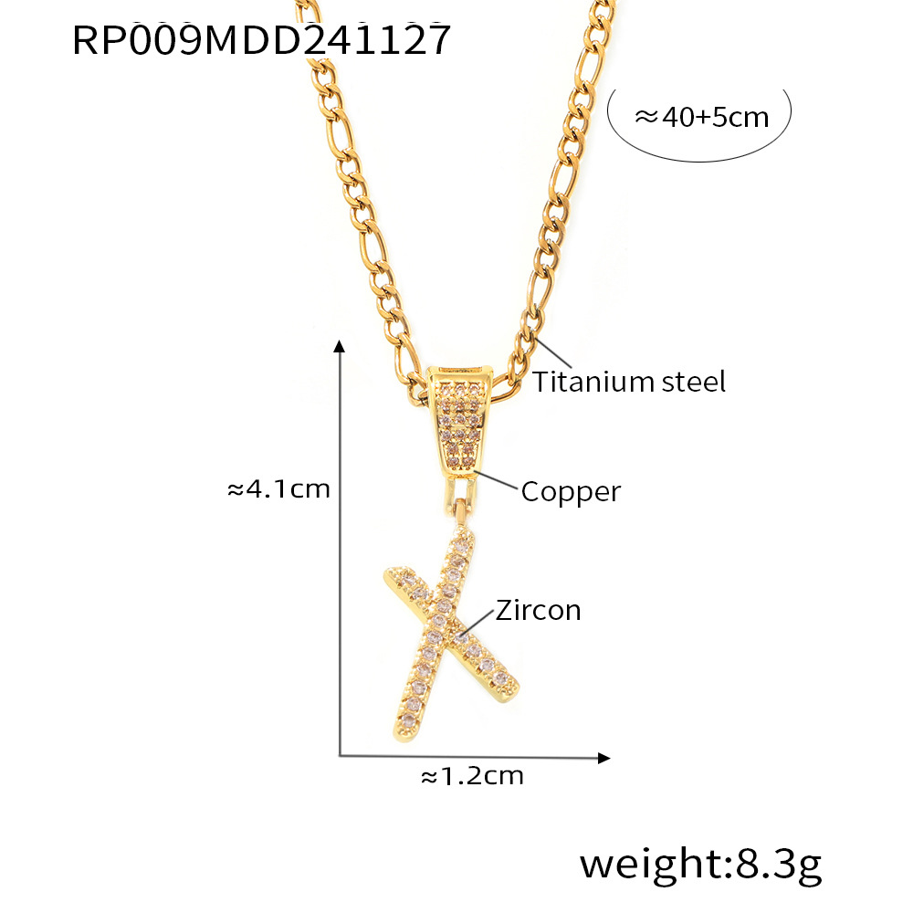 Zircon Letter Pendant Necklace 26 Alphabet Charms