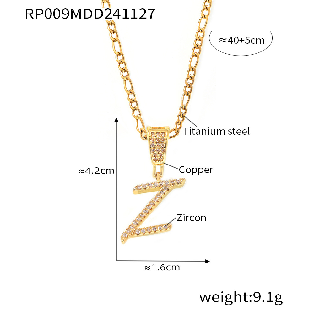 Zircon Letter Pendant Necklace 26 Alphabet Charms