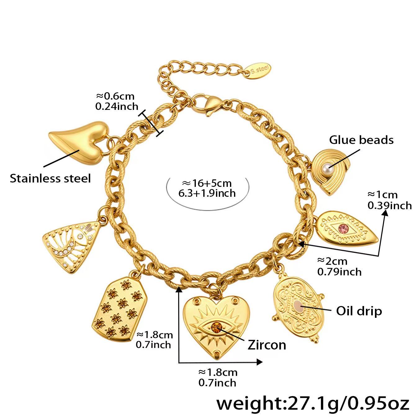 Vintage Enamel and Zircon Multi-Pendant Necklace and Bracelet Set