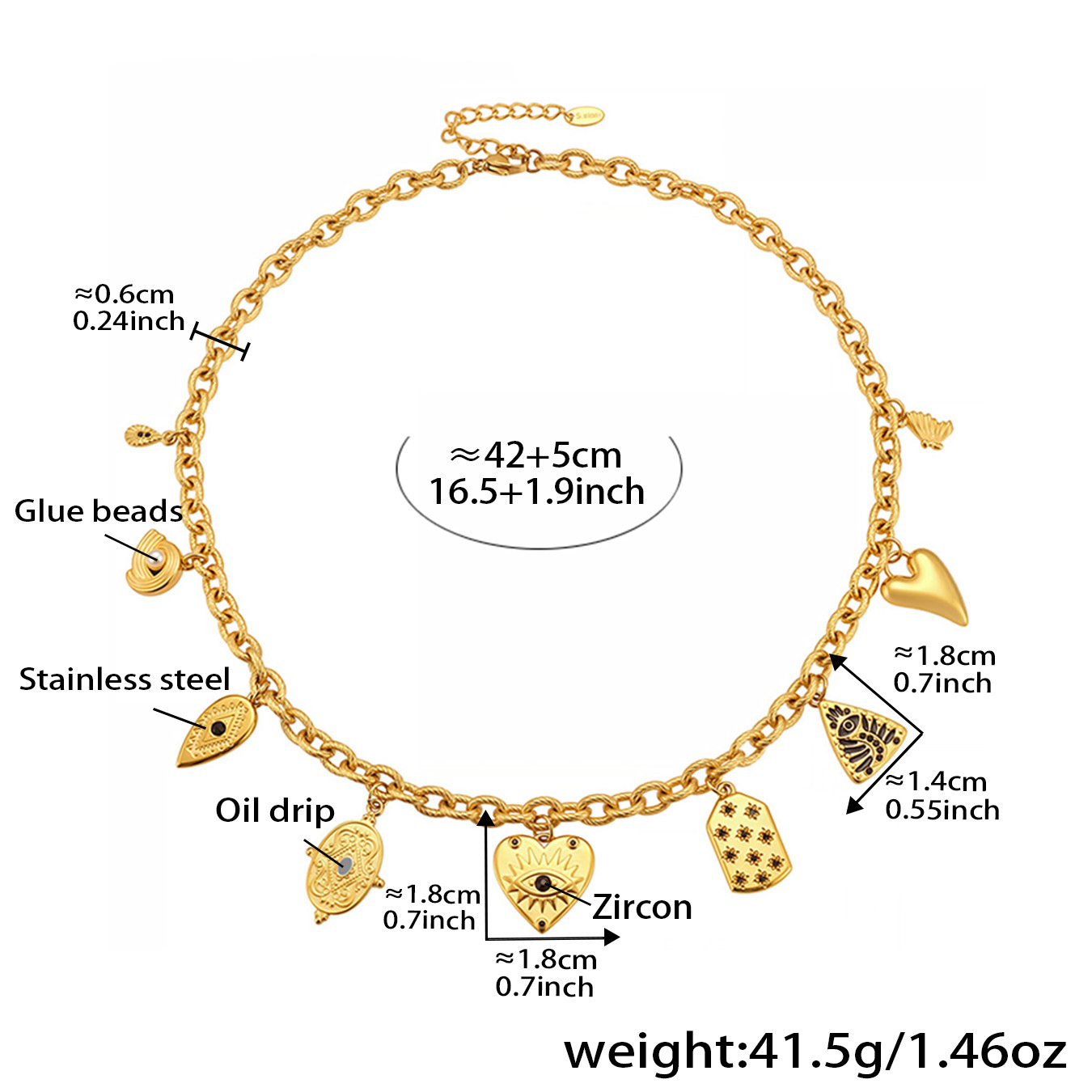 Vintage Enamel and Zircon Multi-Pendant Necklace and Bracelet Set