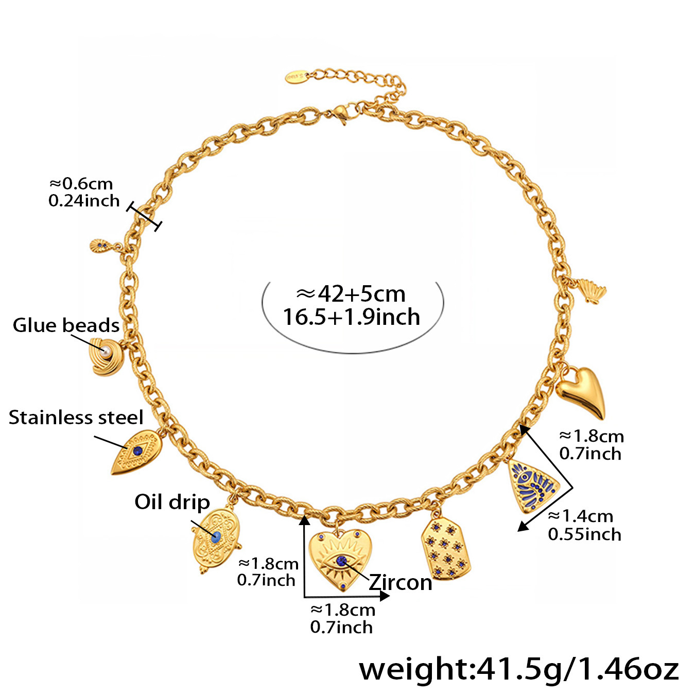 Vintage Enamel and Zircon Multi-Pendant Necklace and Bracelet Set