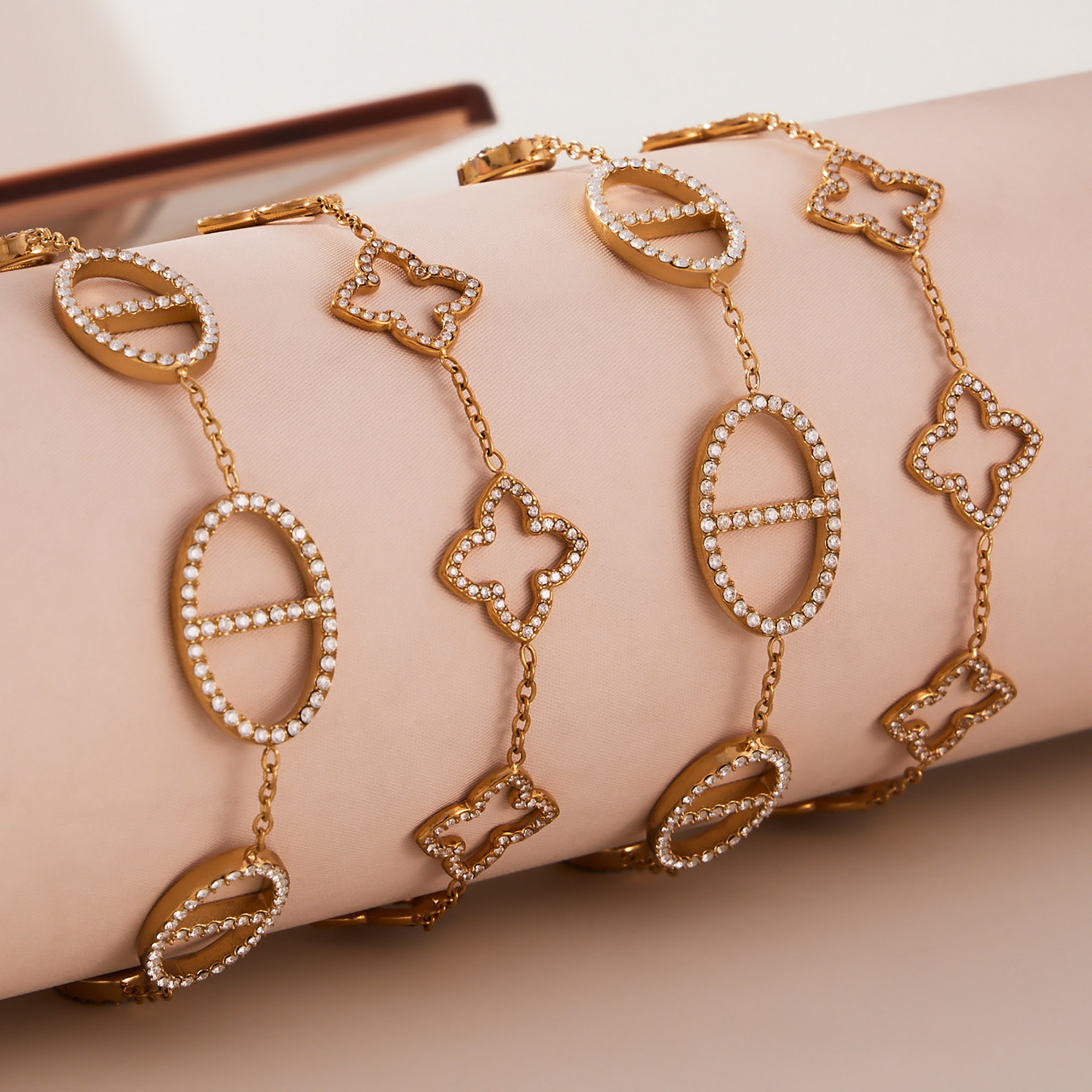 Luxury Full Rhinestone Bracelets Sun Design and Four Leaf Clover Design
