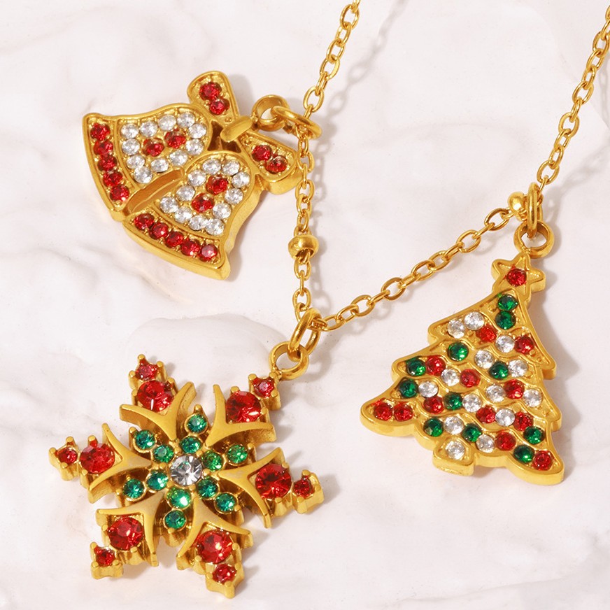 Stainless Steel Christmas Series Zircon DIY Pendants 11 Designs Available
