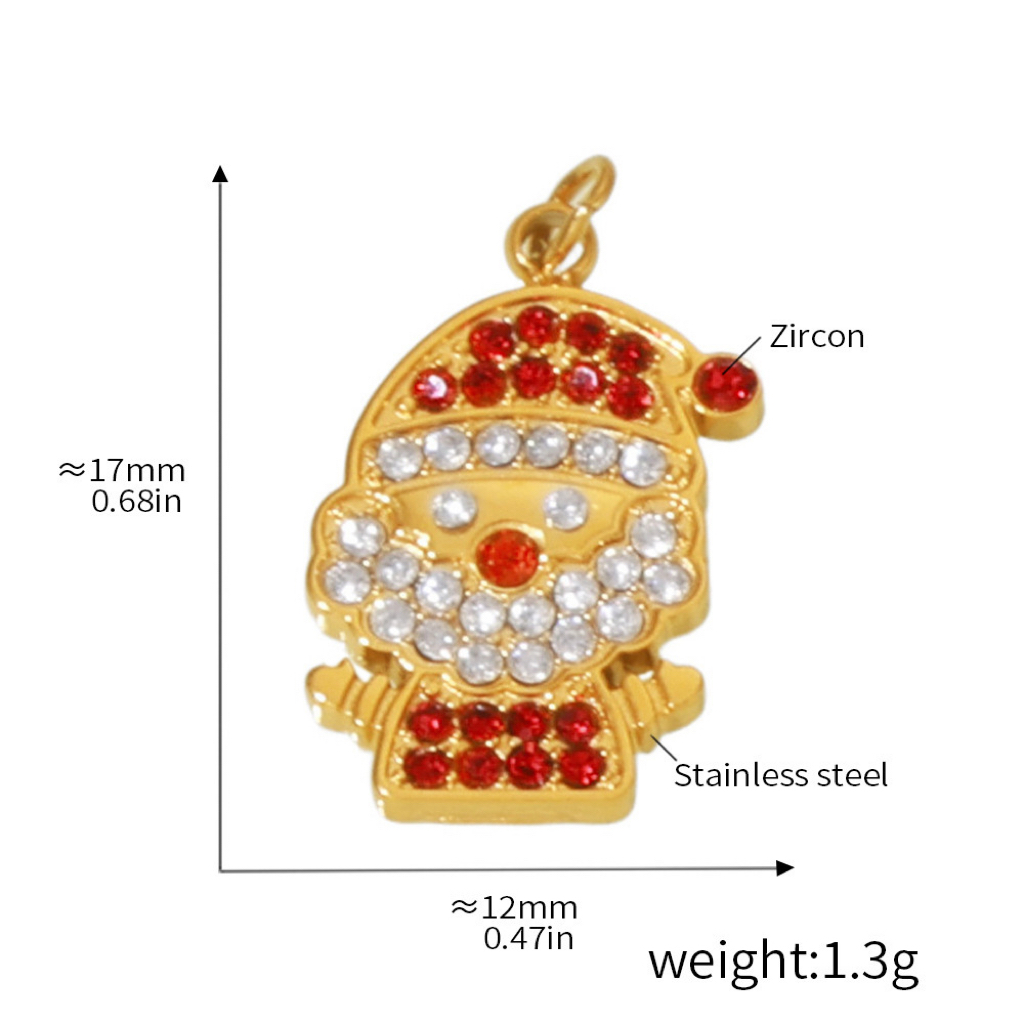 Stainless Steel Christmas Series Zircon DIY Pendants 11 Designs Available