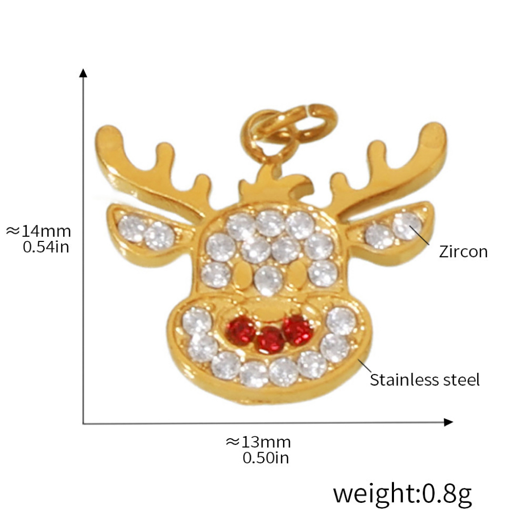Stainless Steel Christmas Series Zircon DIY Pendants 11 Designs Available