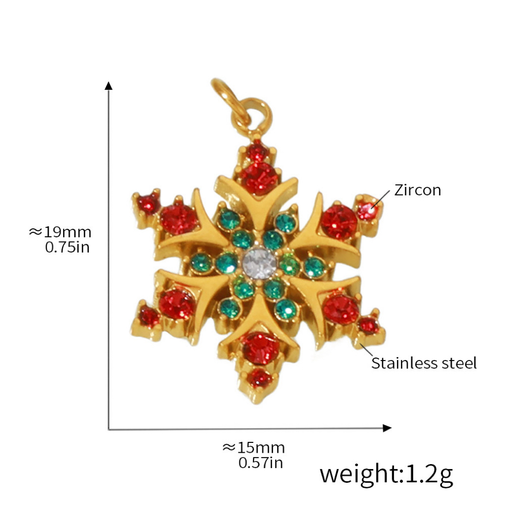 Stainless Steel Christmas Series Zircon DIY Pendants 11 Designs Available