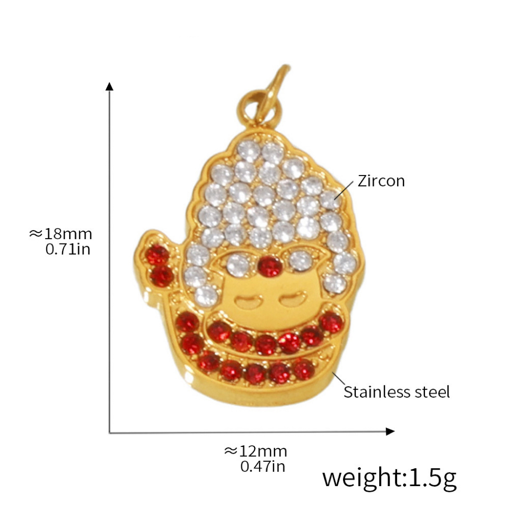 Stainless Steel Christmas Series Zircon DIY Pendants 11 Designs Available