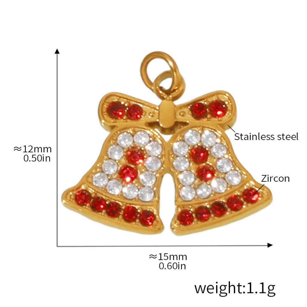Stainless Steel Christmas Series Zircon DIY Pendants 11 Designs Available