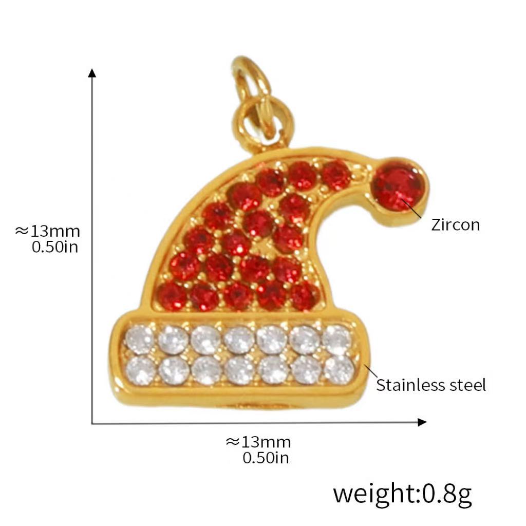 Stainless Steel Christmas Series Zircon DIY Pendants 11 Designs Available