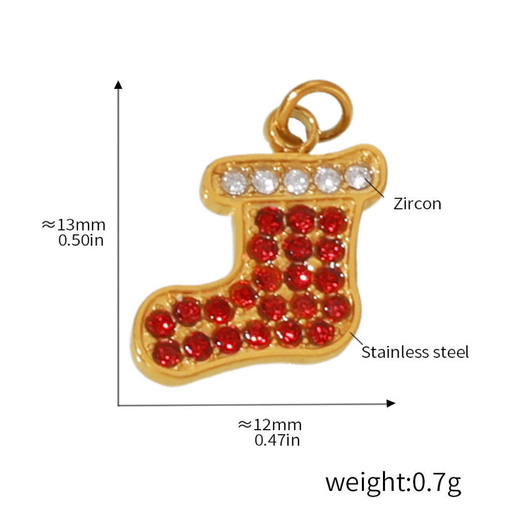 Stainless Steel Christmas Series Zircon DIY Pendants 11 Designs Available