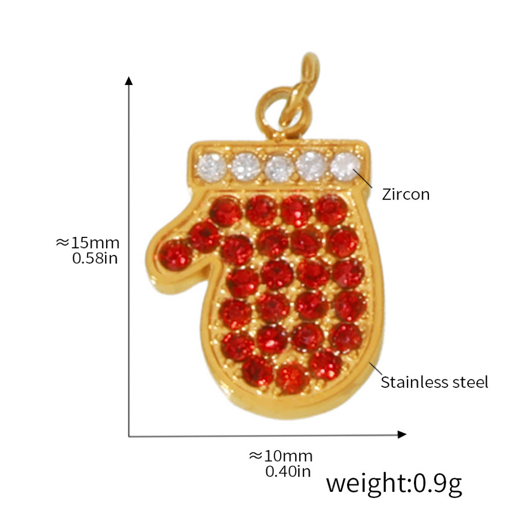 Stainless Steel Christmas Series Zircon DIY Pendants 11 Designs Available