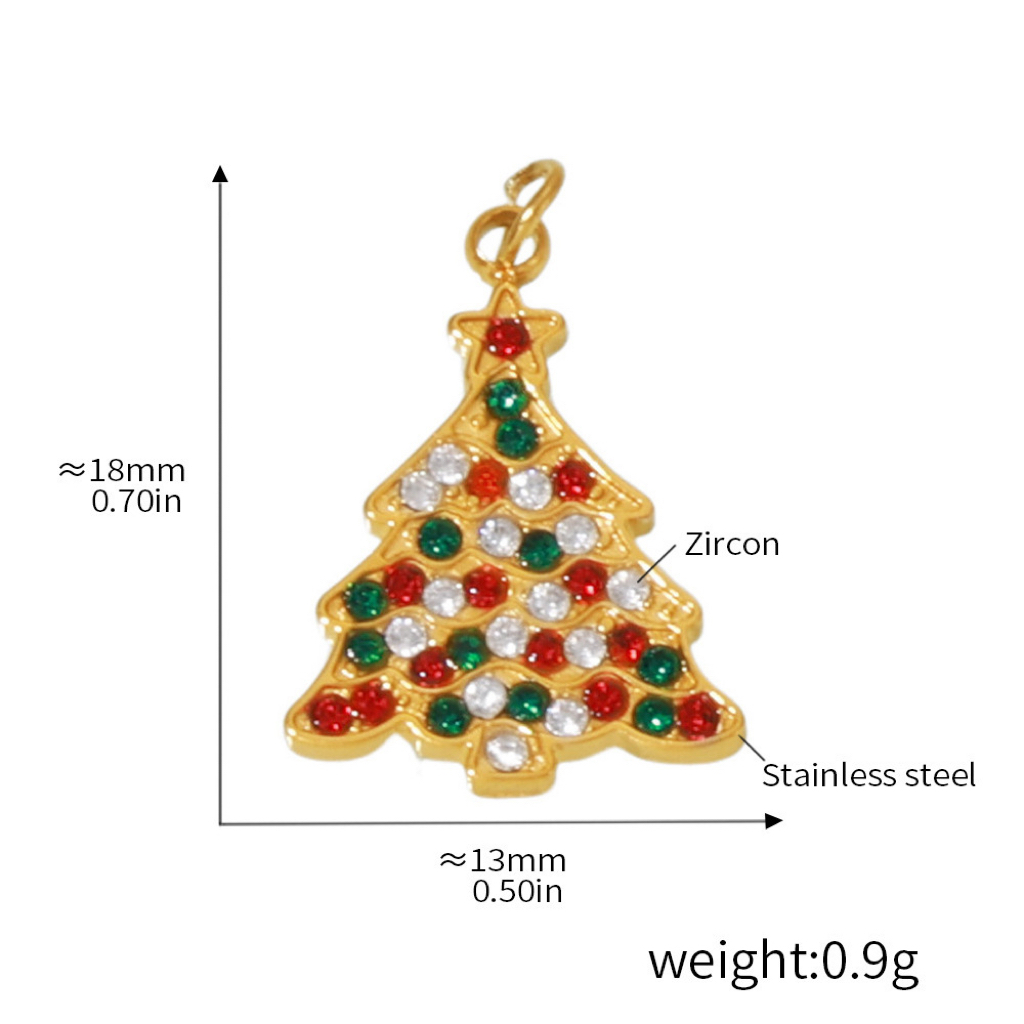 Stainless Steel Christmas Series Zircon DIY Pendants 11 Designs Available