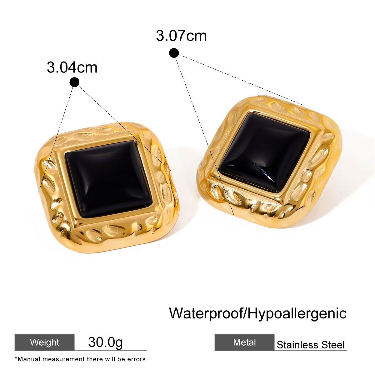 Three Styles Stainless Steel Agate Stud Earrings