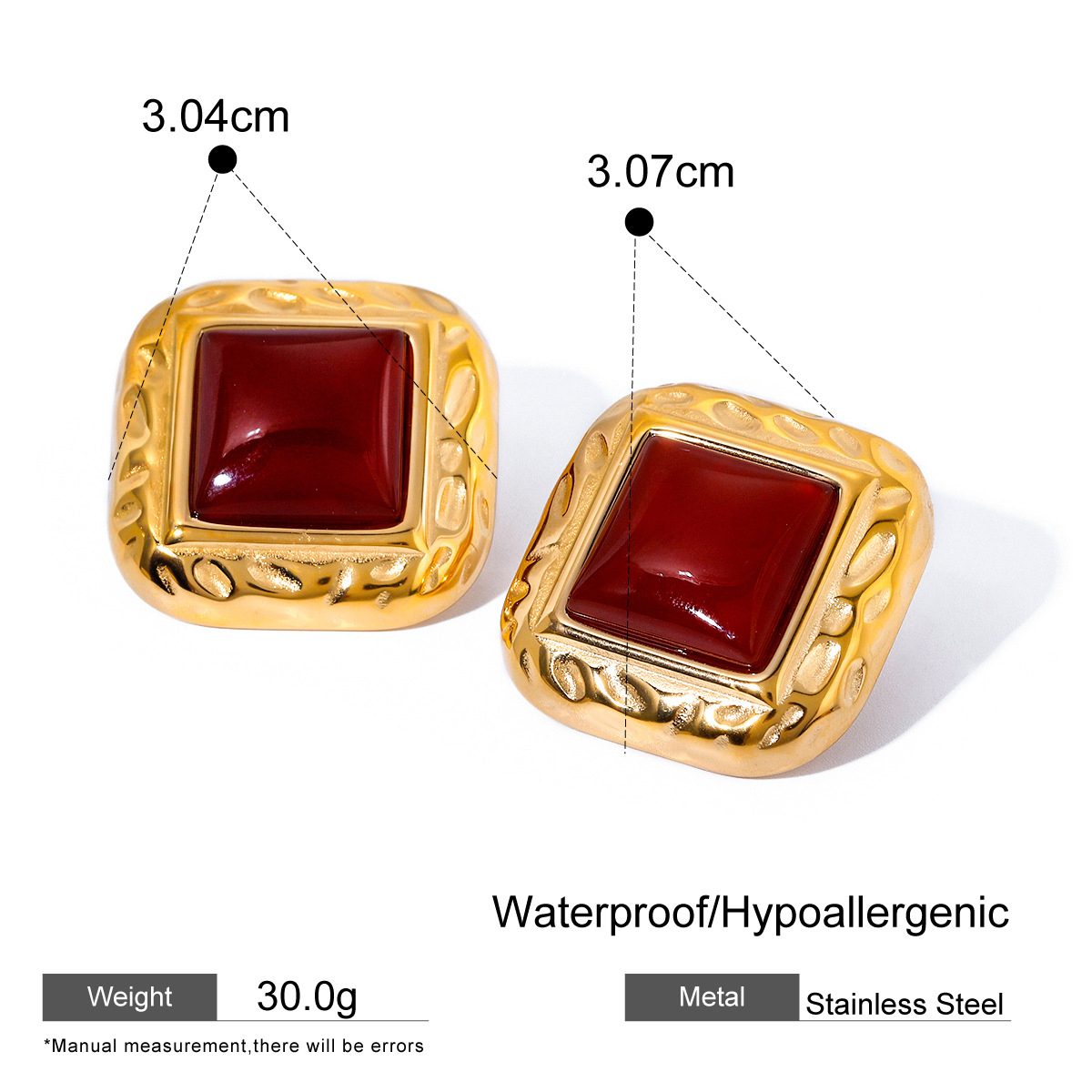 Three Styles Stainless Steel Agate Stud Earrings